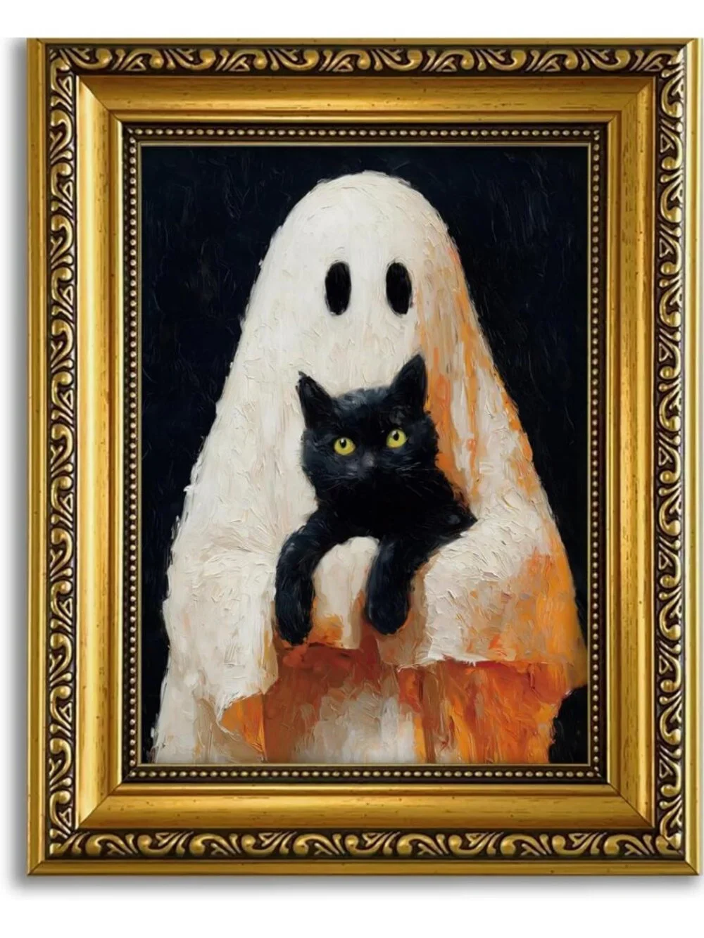 Vintage Halloween Ghost Wall Art | Framed Decor for Spooky Home Aesthetic